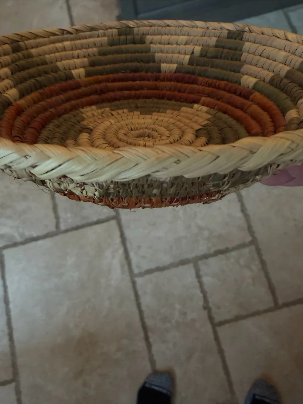 Handwoven Natural Fiber Decorative Bowl - Multi Color